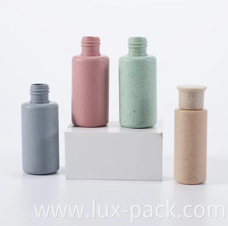 Custom Color Empty Wheat Straw Plastic Biodegradable Shampoo Bottle Lotion Bottle